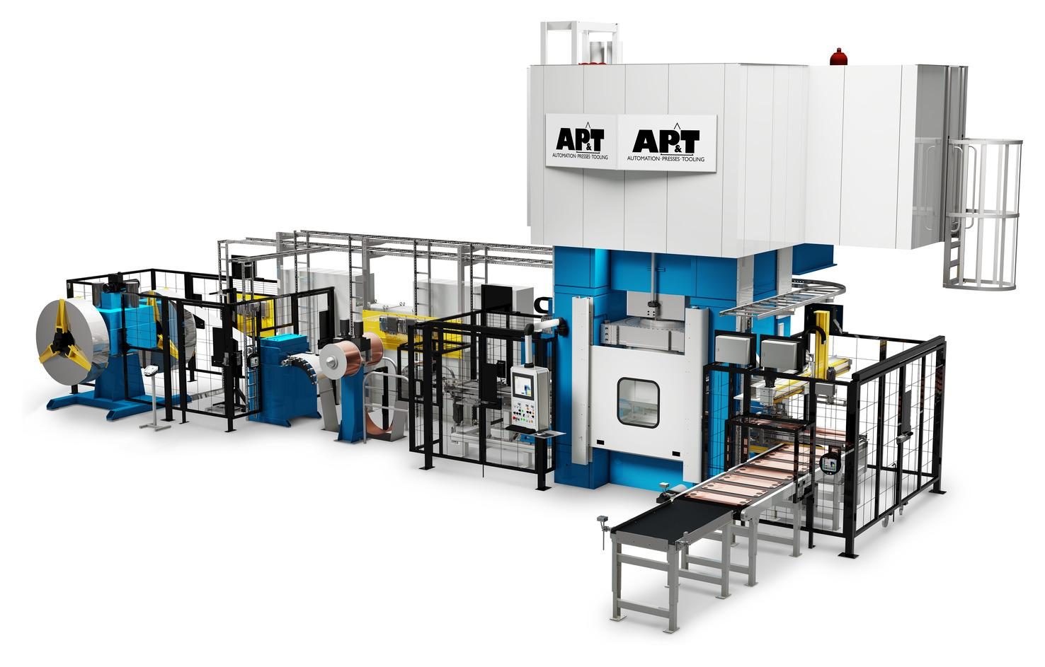 AP&T's production lines for heat exchanger plates meet high demands for energy efficiency, repeater accuracy, stackability and speed. 