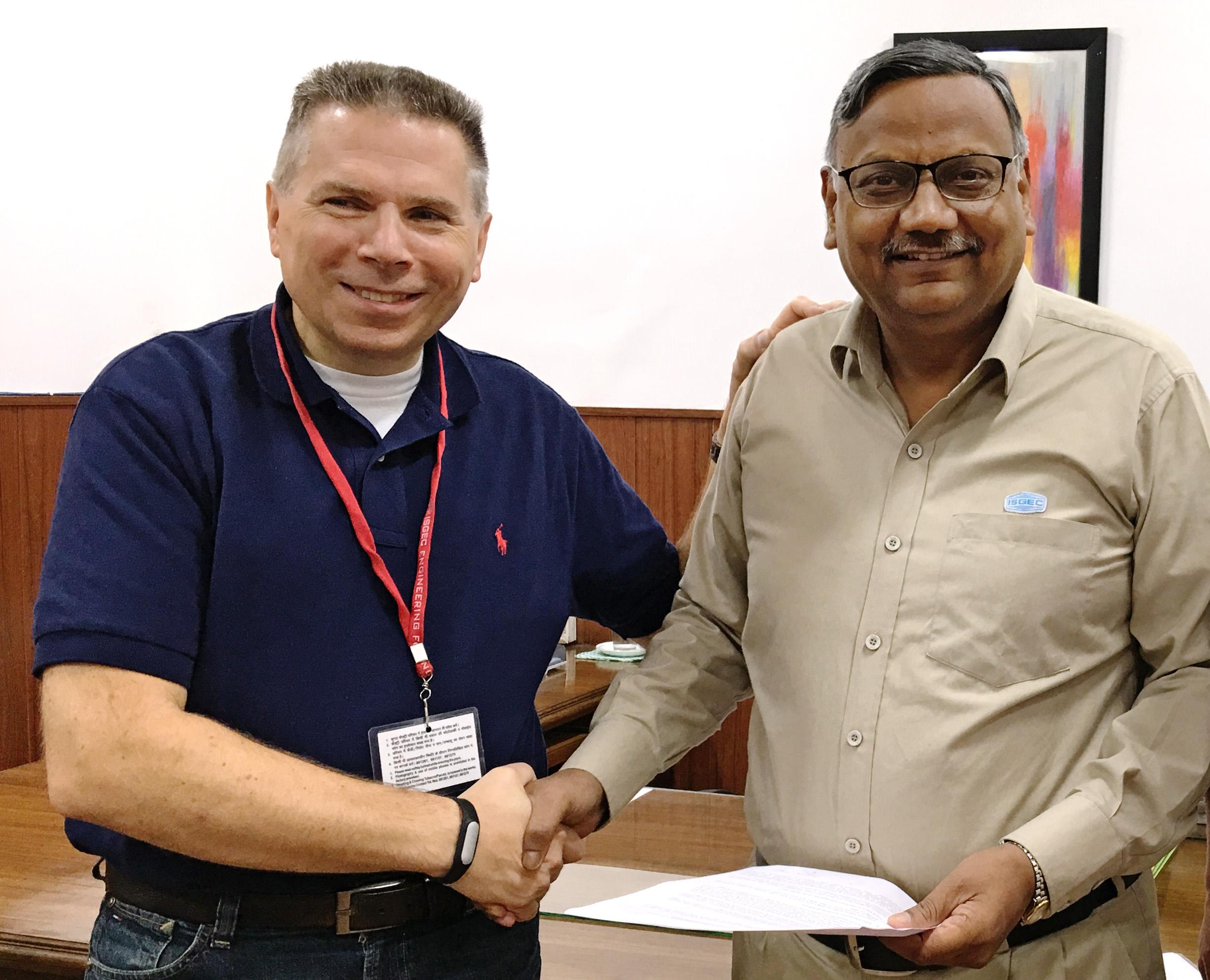 “Our cooperation agreement with ISGEC opens up great opportunities for AP&T on the Indian market,” says Per Josefsson, vice president, sales and marketing at AP&T. Here with Business Head Vivek Nigam – Presses, Metal Cutting Machinery and Contract Manufacturing at ISGEC.