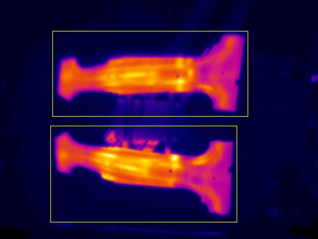 AP&T’s in-line process monitoring measures the material’s temperature with a high degree of precision both before and after pressing. 