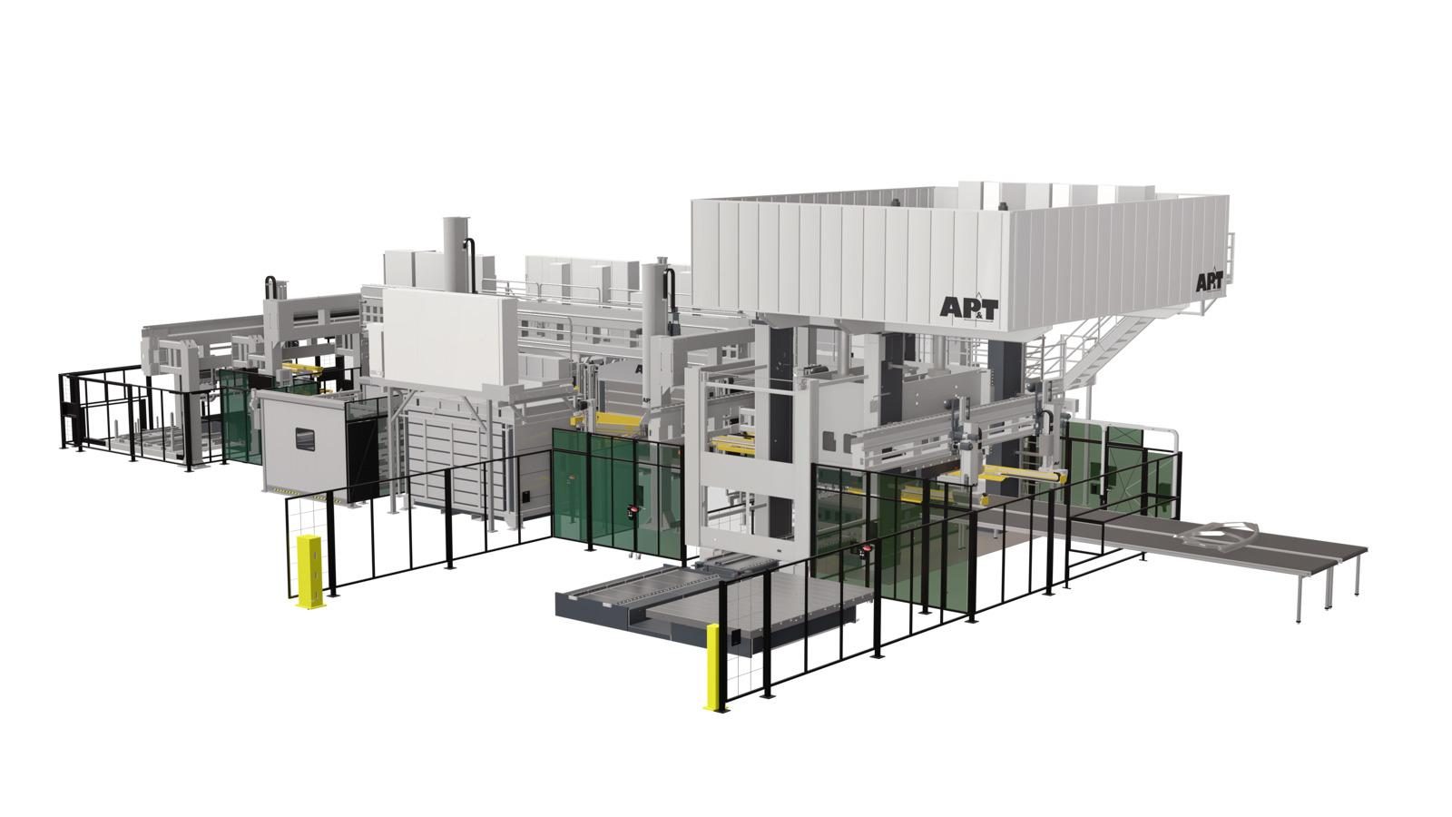 AP&T Skylines 基于模块化和可扩展生产线包含节能伺服液压机、紧凑型多层加热炉系统、柔性线性自动化设备以及高品质模具，是处理大型金属板料和复杂的集成部件的优先选择