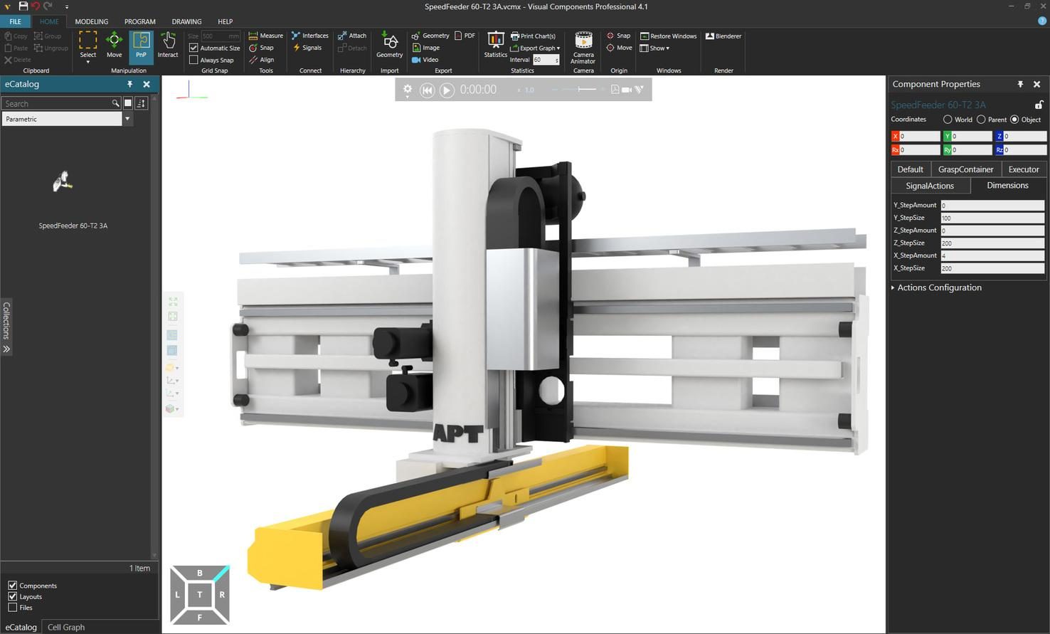 ld aus dem Programmumfeld  1 Zusammen mit Visual Components hat AP&T ein Verzeichnis mit dynamischen 3D-Simulationsmodellen einer großen Anzahl von AP&T-Maschinen erstellt. 